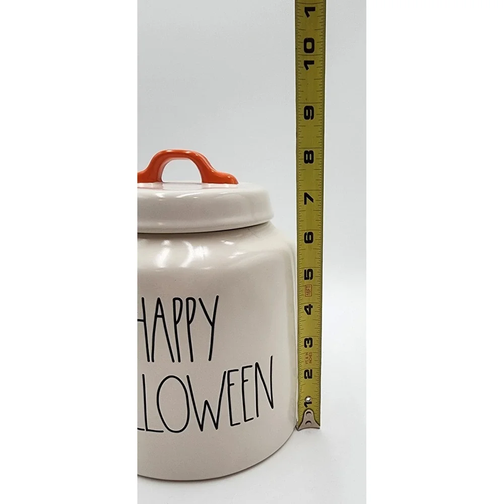 Rae‎ Dunn Happy Halloween Canister Jar with Orange Handle Lid Ceramic NOS